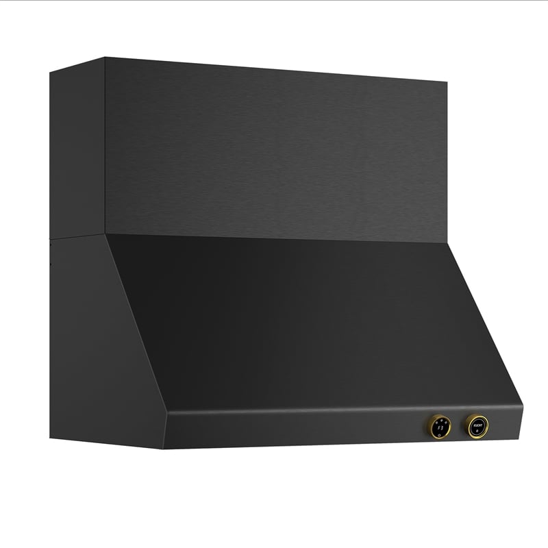 Pemberly Row Dual Fuel Range Propane Gas in Titanium Steel Wall Mount Range Hood