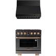 Pemberly Row Dual Fuel Range Propane Gas in Titanium Steel Wall Mount Range Hood