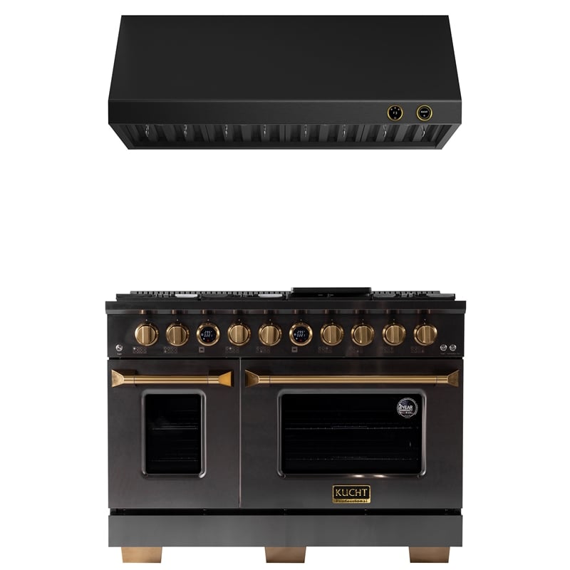 Pemberly Row Dual Fuel Range Natural Gas in Titanium Under Cabinet Range Hood