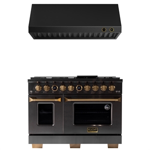 Pemberly Row Dual Fuel Range Natural Gas in Titanium Under Cabinet Range Hood