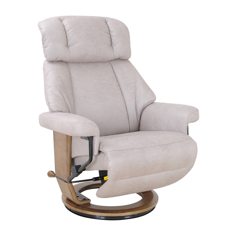 Pemberly Row Swivel Recliner with Folding Chaise in Light Gray Fabric