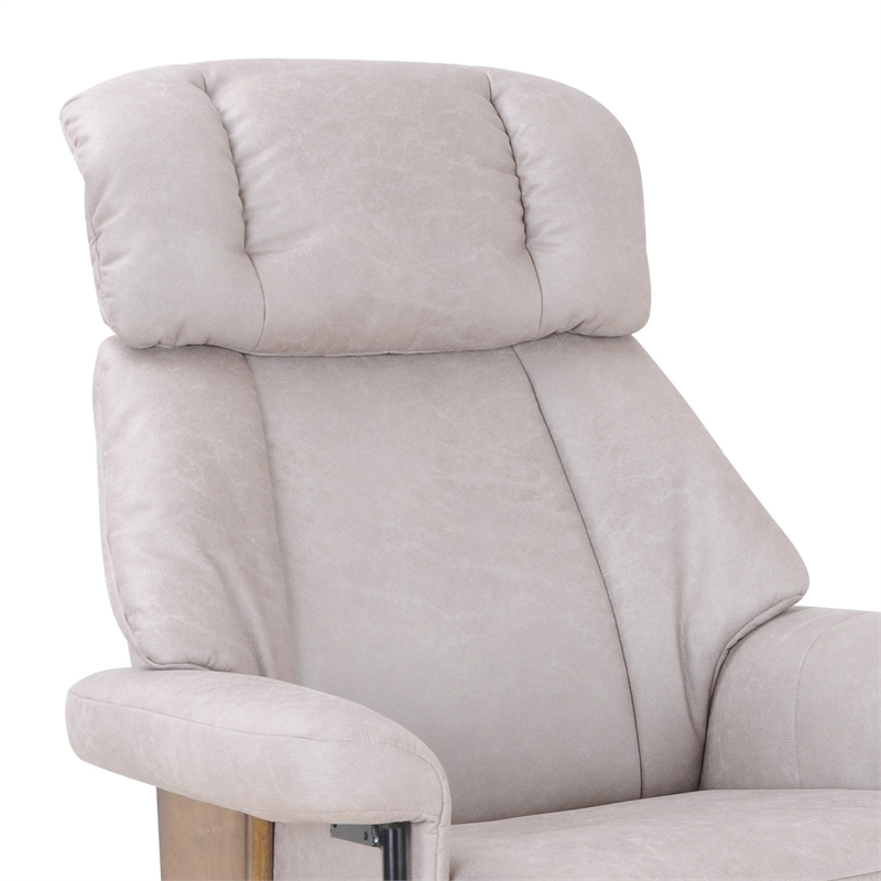 Pemberly Row Swivel Recliner with Folding Chaise in Light Gray Fabric