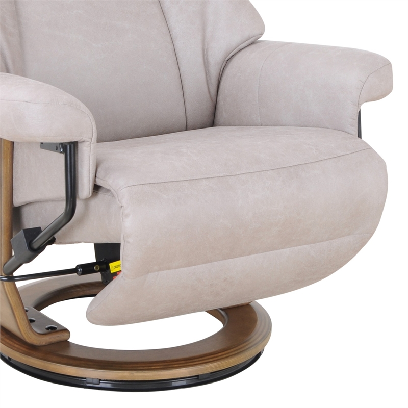 Pemberly Row Swivel Recliner with Folding Chaise in Light Gray Fabric