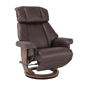 Pemberly Row Swivel Recliner with Folding Chaise in Dark Brown Fabric
