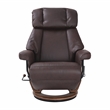 Pemberly Row Swivel Recliner with Folding Chaise in Dark Brown Fabric