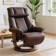 Pemberly Row Swivel Recliner with Folding Chaise in Dark Brown Fabric