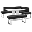 Pemberly Row 3-Piece Faux Leather & Wood Dining Set in Black/White