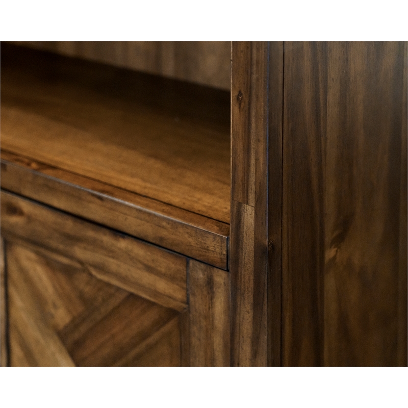 Pemberly Row Wood Bookcase W/ Doors Office Storage Fully Assembled in Brown