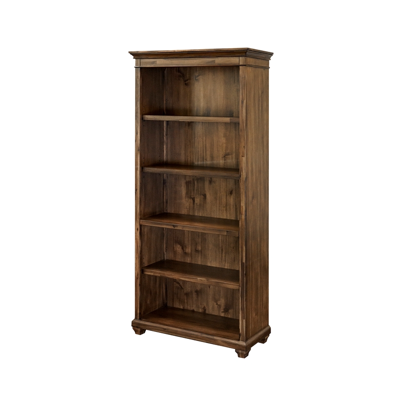 Pemberly Row Wood Bookcase W/ Doors Office Storage Fully Assembled in Brown