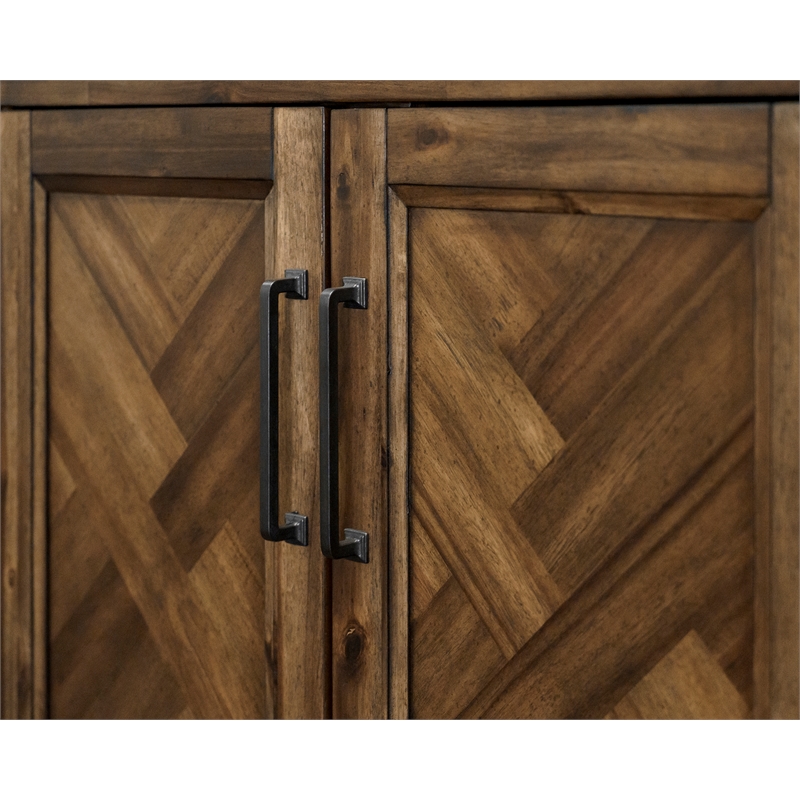 Pemberly Row Wood Bookcase W/ Doors Office Storage Fully Assembled in Brown