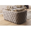 Pemberly Row Button Tufted 3Pc Set with Velvet Fabric & Gold Accent in Off White