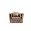 Pemberly Row Button Tufted 3Pc Set with Velvet Fabric & Gold Accent in Off White