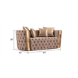 Pemberly Row Button Tufted 3Pc Set with Velvet Fabric & Gold Accent in Off White