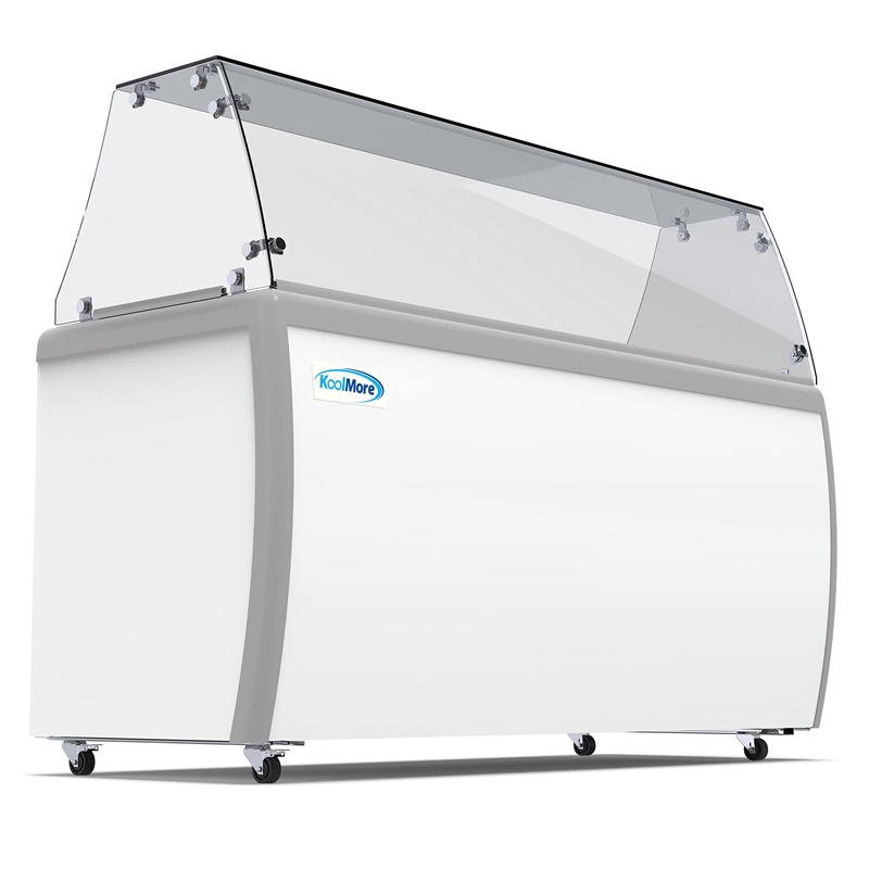 Pemberly Row 20cu.ft. 12 Tub Ice Cream Dipping Cabinet Freezer with Sneeze Guard