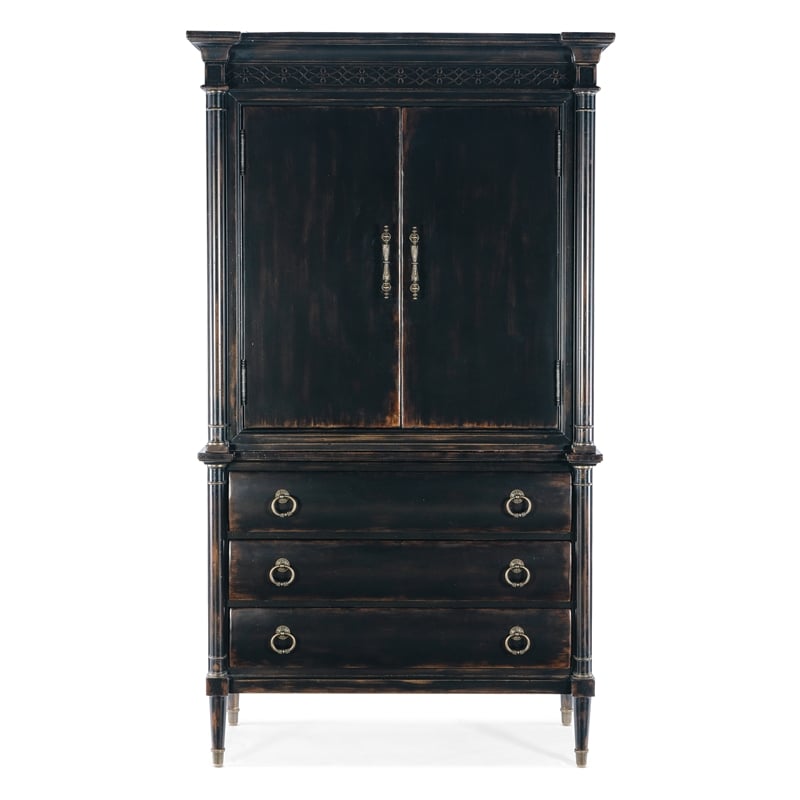 Pemberly Row Traditional Wood Jewelry Armoire in Black Cherry