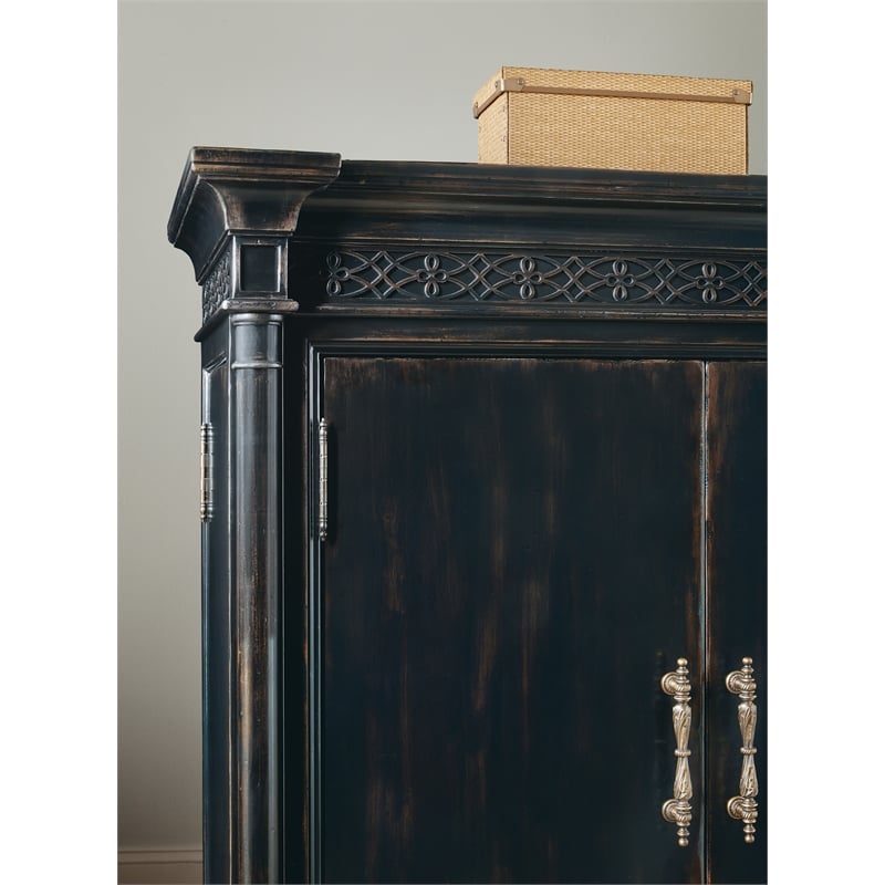 Pemberly Row Traditional Wood Jewelry Armoire in Black Cherry