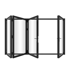 Pemberly Row 120&quotx96&quot 4 Panels Alumnium Folding Door in Black - Right To Left