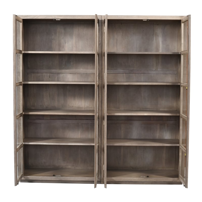 Pemberly Row Bookcase in Modern Light Ash Ivory Finish on Reclaimed Solid Wood