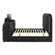 Pemberly Row Velvet Fabric Upholstered Queen Bed with LED and TV Stand in Black
