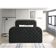 Pemberly Row Velvet Fabric Upholstered Queen Bed with LED and TV Stand in Black