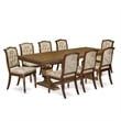 Pemberly Row Mid-Century 9-Piece Extendable Dining Table Set in Walnut