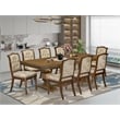 Pemberly Row Mid-Century 9-Piece Extendable Dining Table Set in Walnut