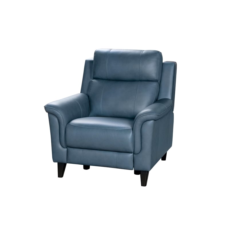 Pemberly Row Leather Power Recliner with Power Head Rest in Masen Bluegray