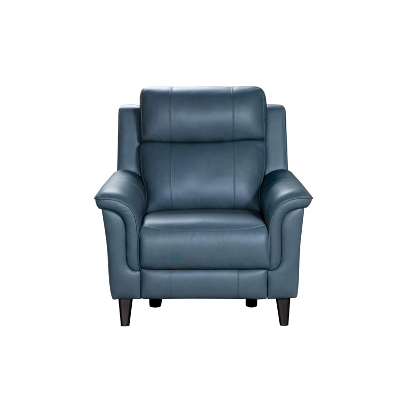 Pemberly Row Leather Power Recliner with Power Head Rest in Masen Bluegray