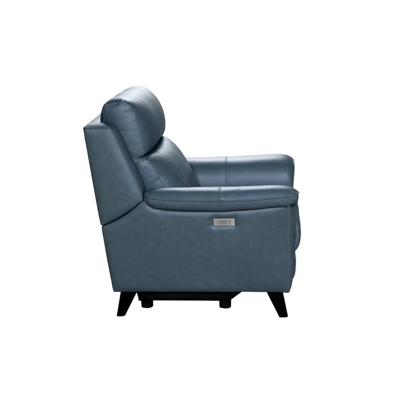 Pemberly Row Leather Power Recliner with Power Head Rest in Masen Bluegray