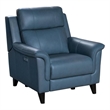 Pemberly Row Leather Power Recliner with Power Head Rest in Masen Bluegray