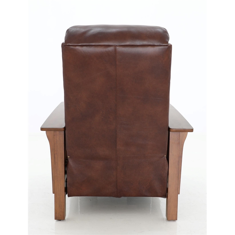 Pemberly Row Leather Push Thru The Arms Recliner in Wenlock Fudge