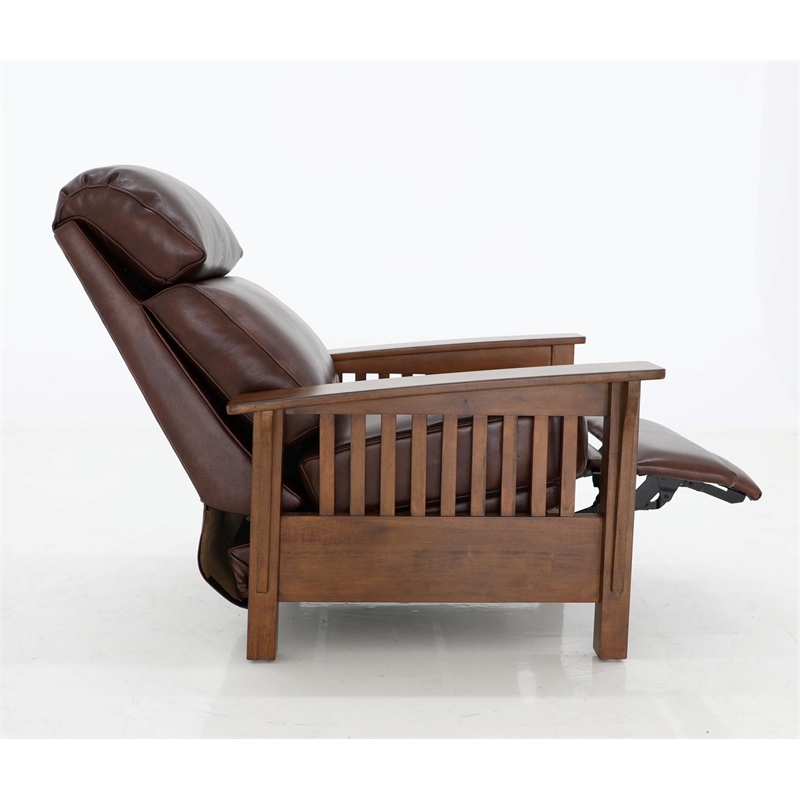 Pemberly Row Leather Push Thru The Arms Recliner in Wenlock Fudge