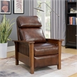 Pemberly Row Leather Push Thru The Arms Recliner in Wenlock Fudge
