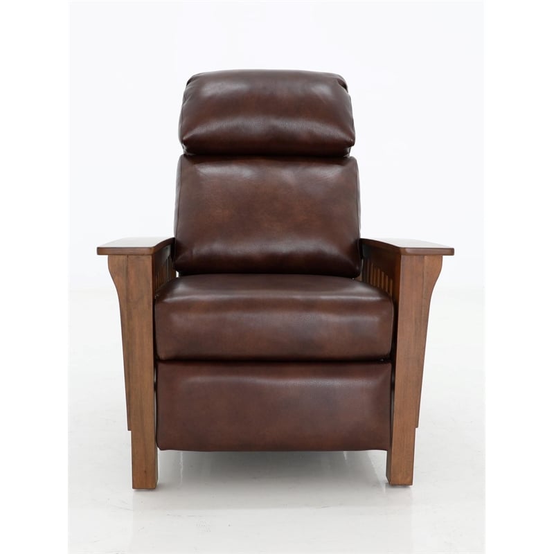Pemberly Row Leather Push Thru The Arms Recliner in Wenlock Fudge