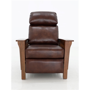 Pemberly Row Leather Push Thru The Arms Recliner in Wenlock Fudge