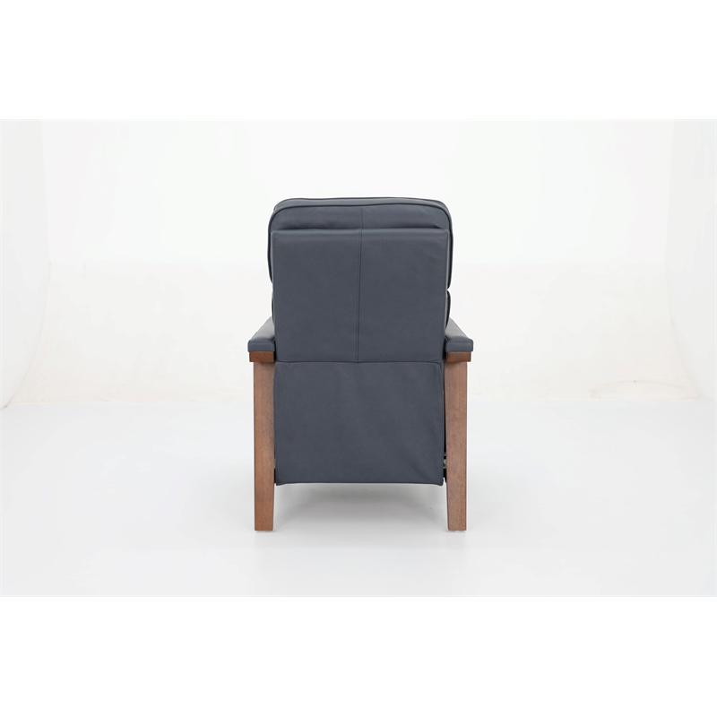 Pemberly Row Leather Push Thru The Arms Recliner in Santa Fe Ocean