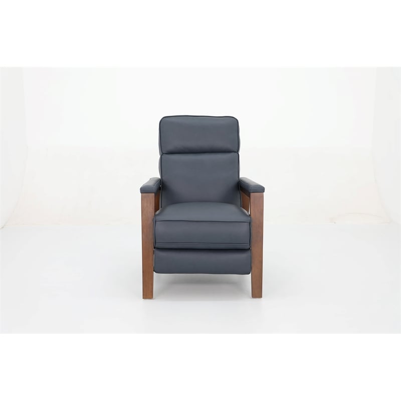 Pemberly Row Leather Push Thru The Arms Recliner in Santa Fe Ocean