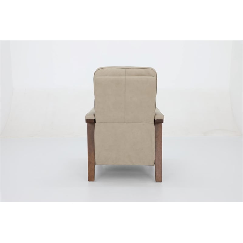 Pemberly Row Leather Push Thru The Arms Recliner in Cashmere Stone