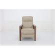 Pemberly Row Leather Push Thru The Arms Recliner in Cashmere Stone