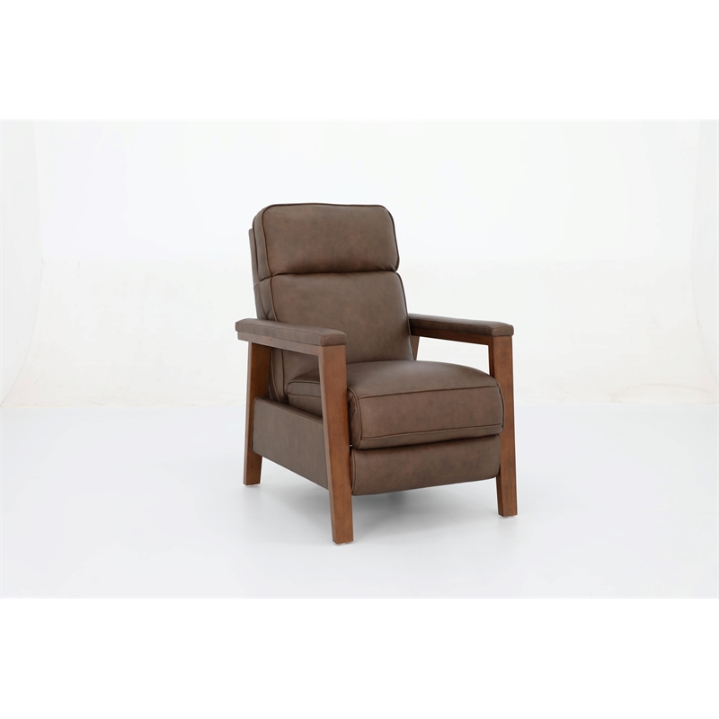 Pemberly Row Leather Push Thru The Arms Recliner in Oasis Walnut