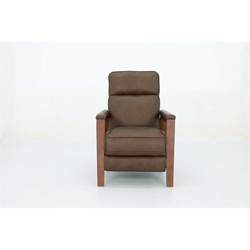 Pemberly Row Leather Push Thru The Arms Recliner in Oasis Walnut