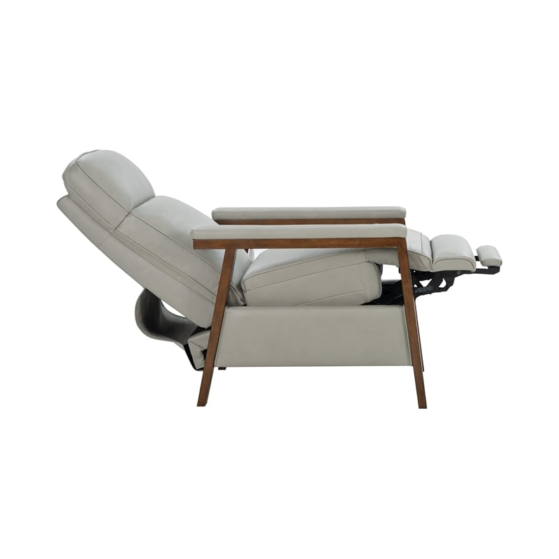 Pemberly Row Leather Push Thru The Arms Recliner in Corbett Chromium