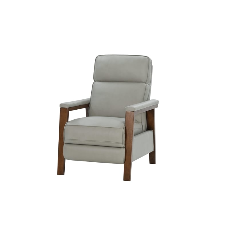 Pemberly Row Leather Push Thru The Arms Recliner in Corbett Chromium