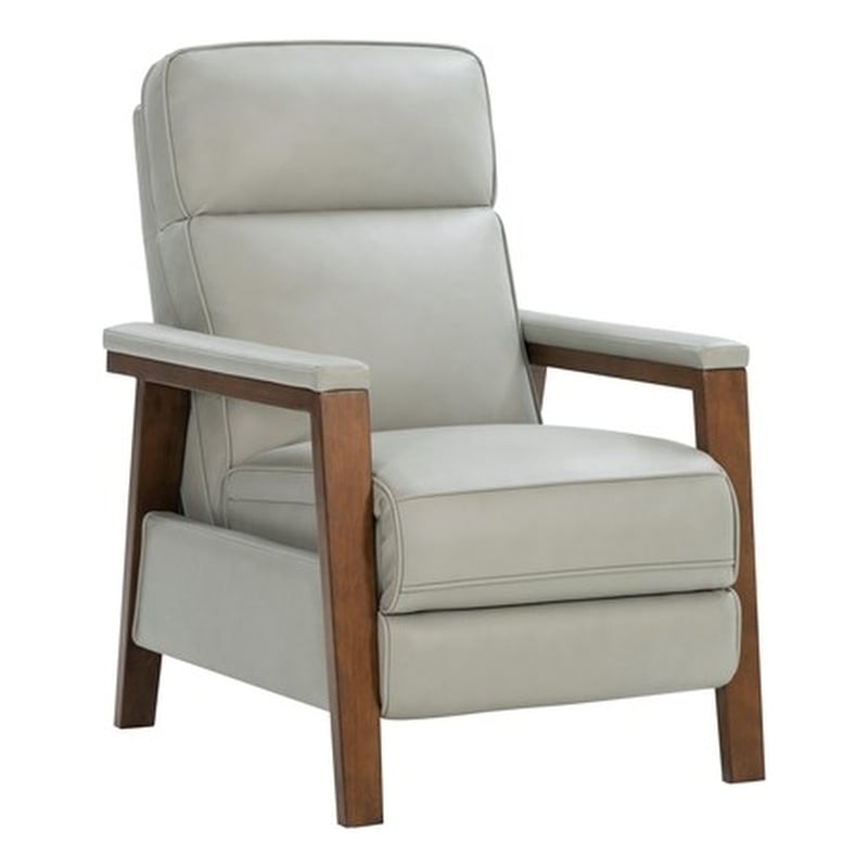 Pemberly Row Leather Push Thru The Arms Recliner in Corbett Chromium