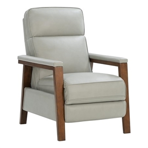 Pemberly Row Leather Push Thru The Arms Recliner in Corbett Chromium