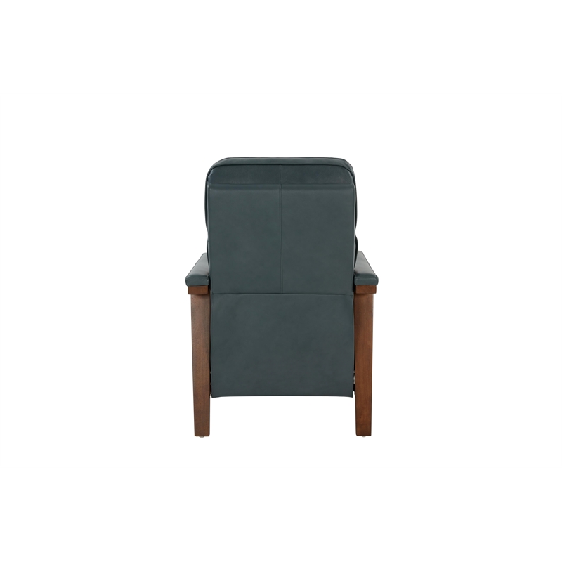Pemberly Row Leather Push Thru The Arms Recliner in Roma Bluegray