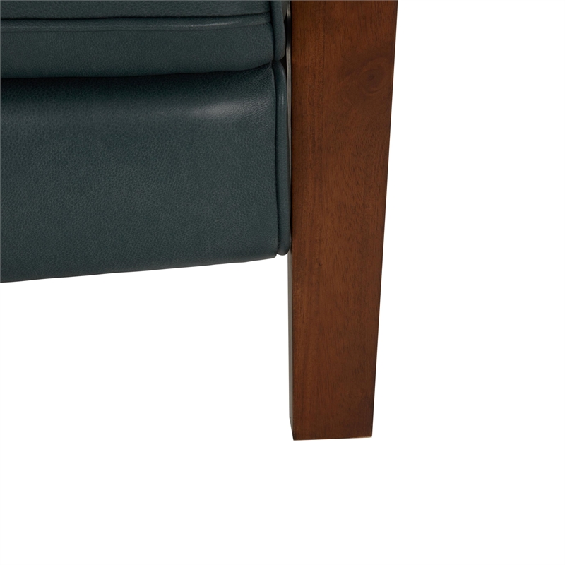Pemberly Row Leather Push Thru The Arms Recliner in Roma Bluegray