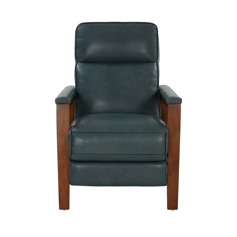 Pemberly Row Leather Push Thru The Arms Recliner in Roma Bluegray