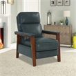 Pemberly Row Leather Push Thru The Arms Recliner in Roma Bluegray