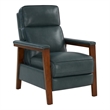 Pemberly Row Leather Push Thru The Arms Recliner in Roma Bluegray